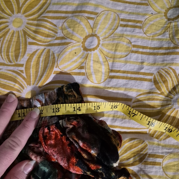 Vintage Floral Velvet Maxi Skirt - Black with Red, Pink & Green - Picture 5 of 6